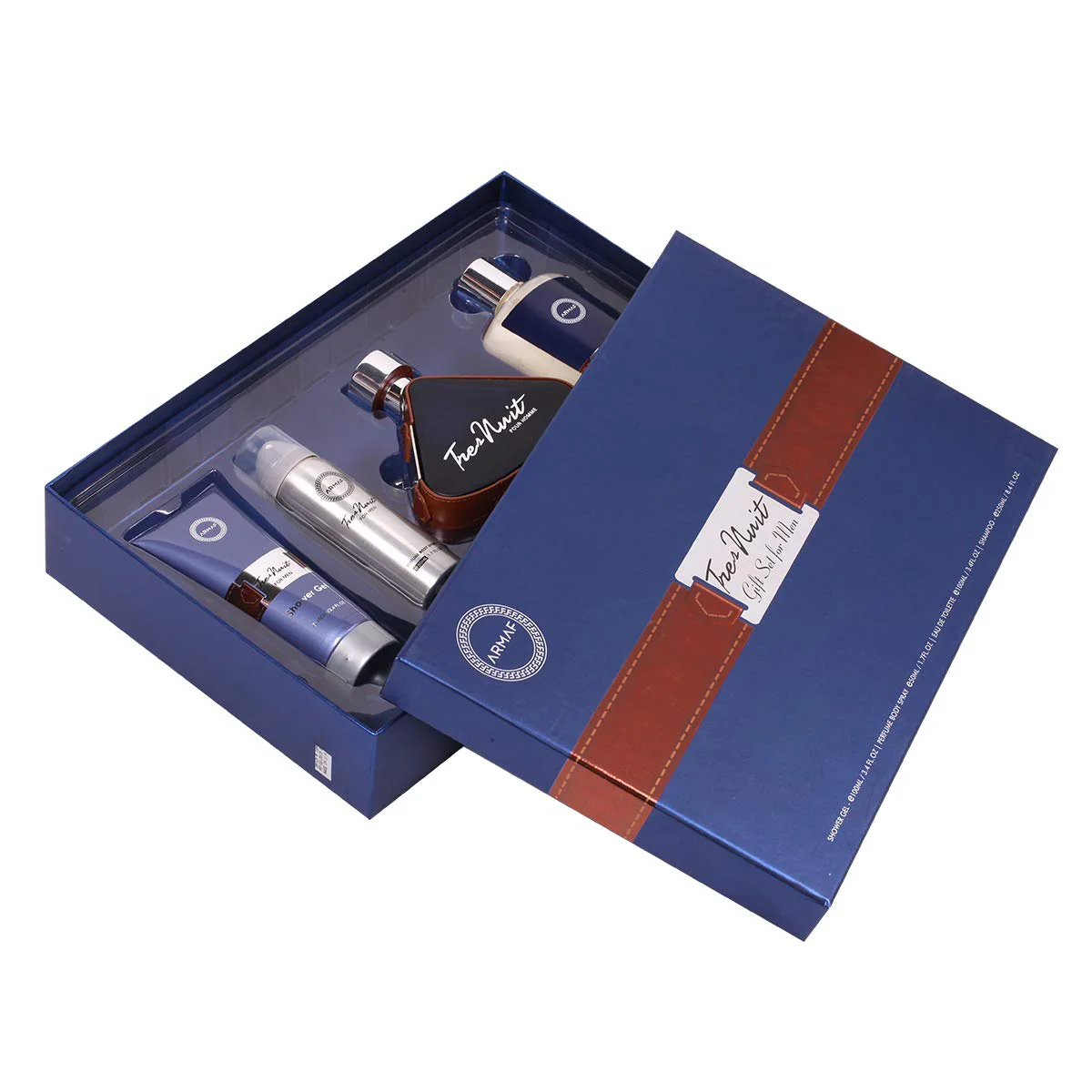 Armaf Tres Nuit 4PCS Gift Set - 100ML EDP Spray + 100ML Shower Gel + 250ML Shampoo + 50ML Perfume Body Spray (Men)