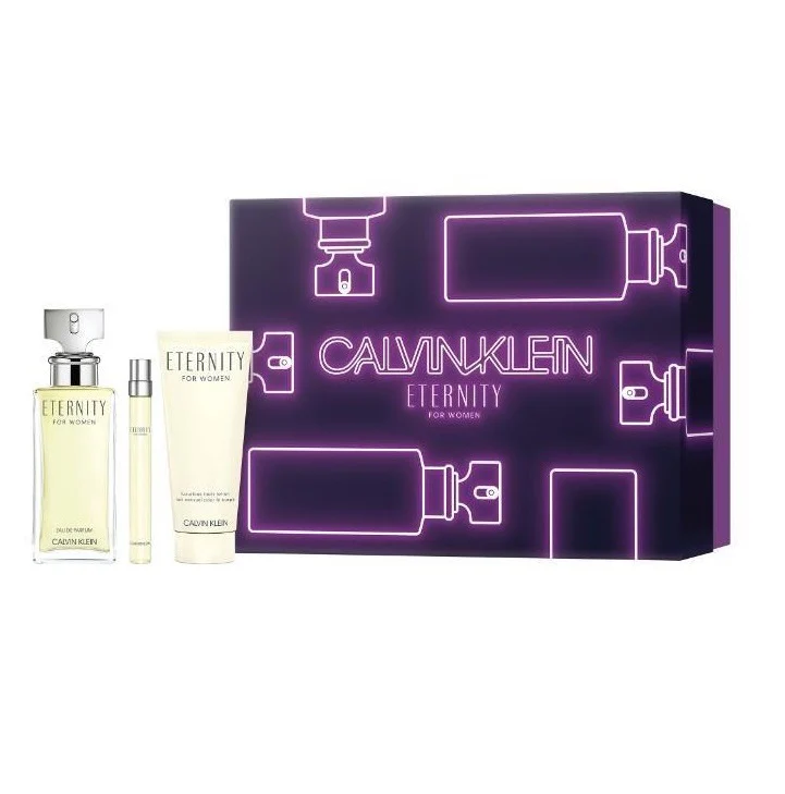 Calvin Klein CK Eternity Gift Set - 100ML EDP Spray + 100ML Body Lotion + 10ML Mini Spray (Women)