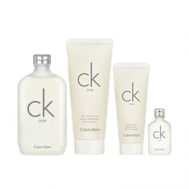 Calvin Klein CK One 4PCS Gift Set - 200ML EDT Spray + 200ML Body Lotion + 100ML Body Wash + 15ML Mini (Unisex)