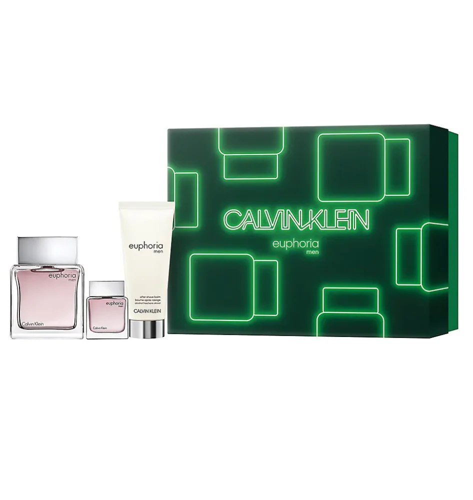 Calvin Klein Euphoria Gift Set - 100ML EDT Spray + 100ML After Shave Balm + 15ML Mini Spray (Men)
