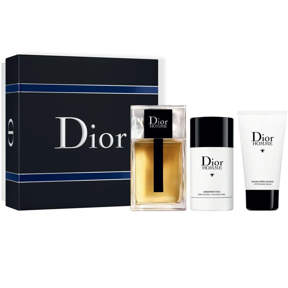 Christian Dior Homme 3PCS Gift Set - 100ML EDT Spray + 50ML After Shave Balm + 75G Deodorant Stick (Men)