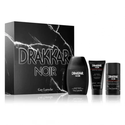 Guy Laroche Drakkar Noir 3PCS Gift Set - 100ML EDT Spray + 50ML Shower Gel + 75G Deodorant (Men)