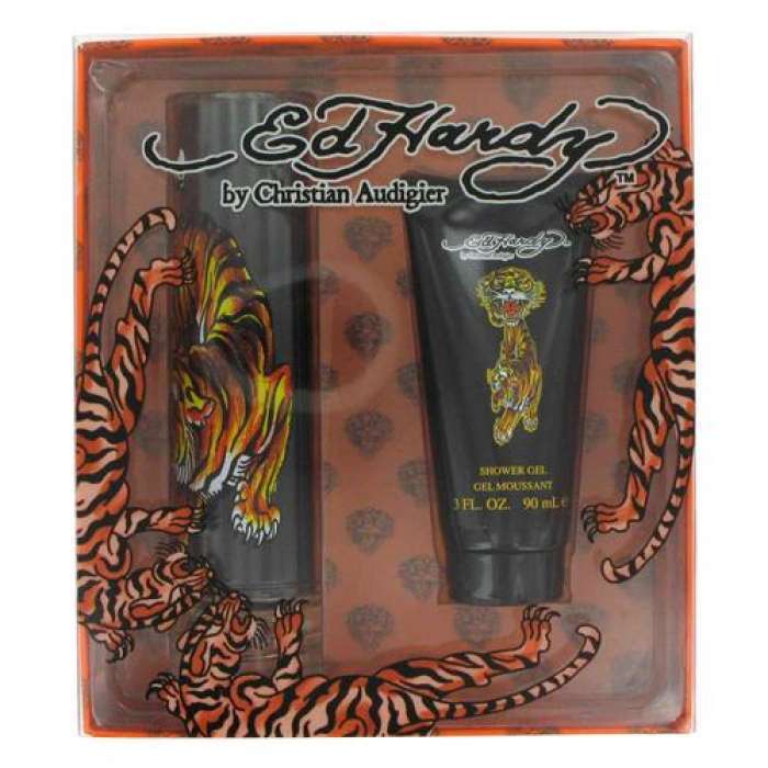 Ed Hardy By Christian Audigier (Vintage) 2PCS Gift Set - 100ML EDT Spray + 90ML Hair & Body Wash Shampoo (Men)