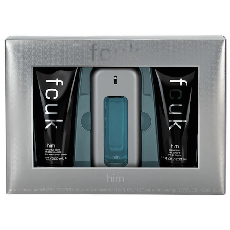 FCUK Classic Him (NO BOX) Gift Set - 100ML EDT Spray + 200ML After Shave Balm + 200ML Shower Gel (Men)