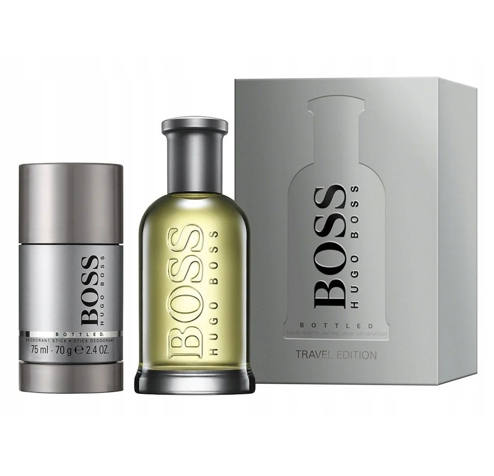 Hugo Boss Bottled (Number 6) Grey 2PCS Travel Gift Set - 100ML EDT Spray + 75G Deodorant (Men)