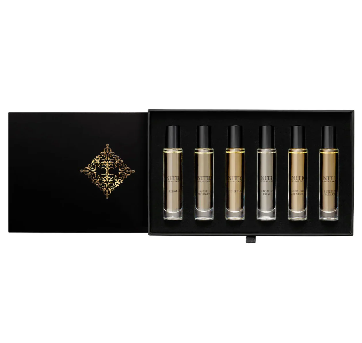 Initio Parfums Prives Initiation Coffret Miniature Gift Set (NO CELLOPHANE) (6 X 10ML) - Rehab + Side Effect + Oud For Greatness + Musk Theraphy + Atomic Rose + Blessed Baraka (Unisex)