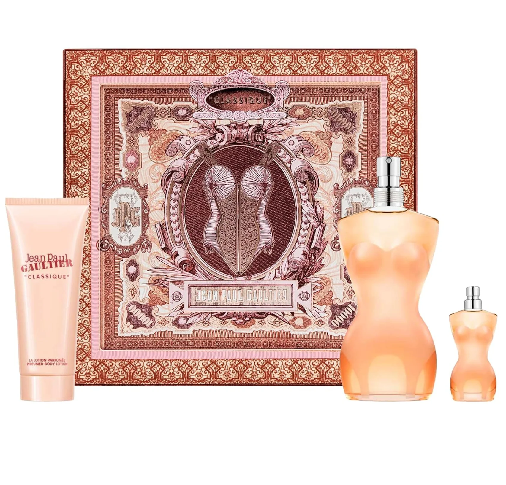 Jean Paul Gaultier JPG Classic 3PCS Gift Set - 100ML EDT Spray + 6ML EDT Spray + 75ML Perfumed Body Lotion (Women)
