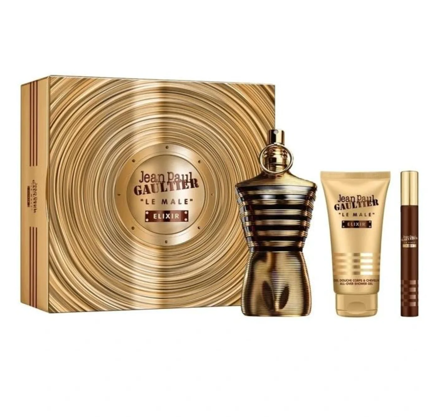 Jean Paul Gaultier JPG Le Male Elixir (Parfum) 3PCS Gift Set - 125ML EDP Spray + 75ML Shower Gel + 10ML EDP Spray (Men)