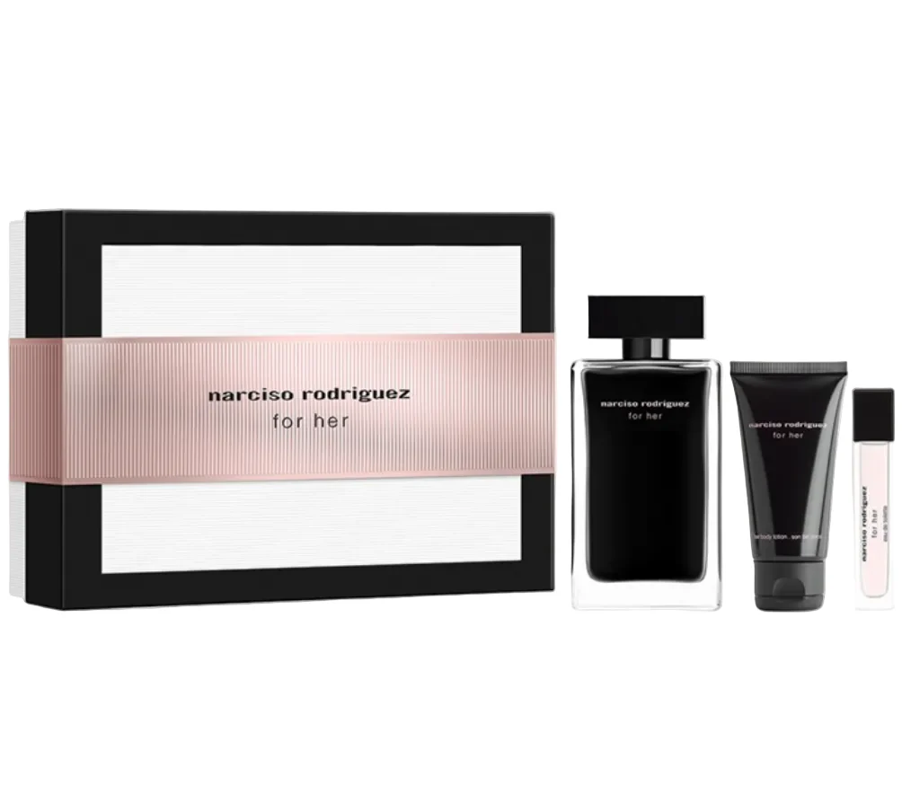 Narciso Rodriguez For Her (Eau De Toilette) 3PCS Gift Set - 100ML EDT Spray + 10ML Mini + 50ML Body Lotion (Women)