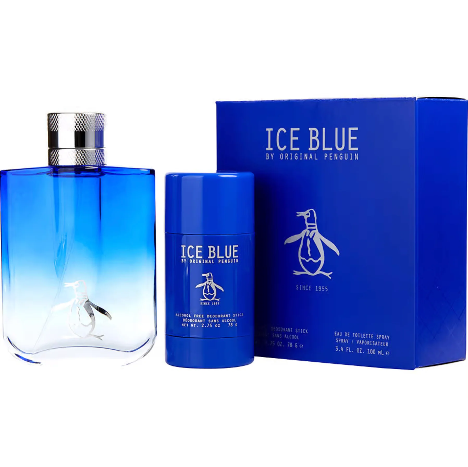Penguin Ice Blue Gift Set (NO BOX) - 100ML EDT Spray + 78G Deodorant (Men)