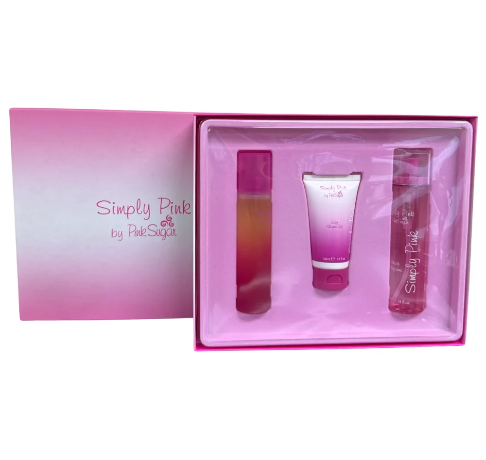 Pink Sugar Simply Pink Gift Set - 50ML EDT Spray + 100ML Hair Perfume + 50ML Soft Shower Gel (Women)