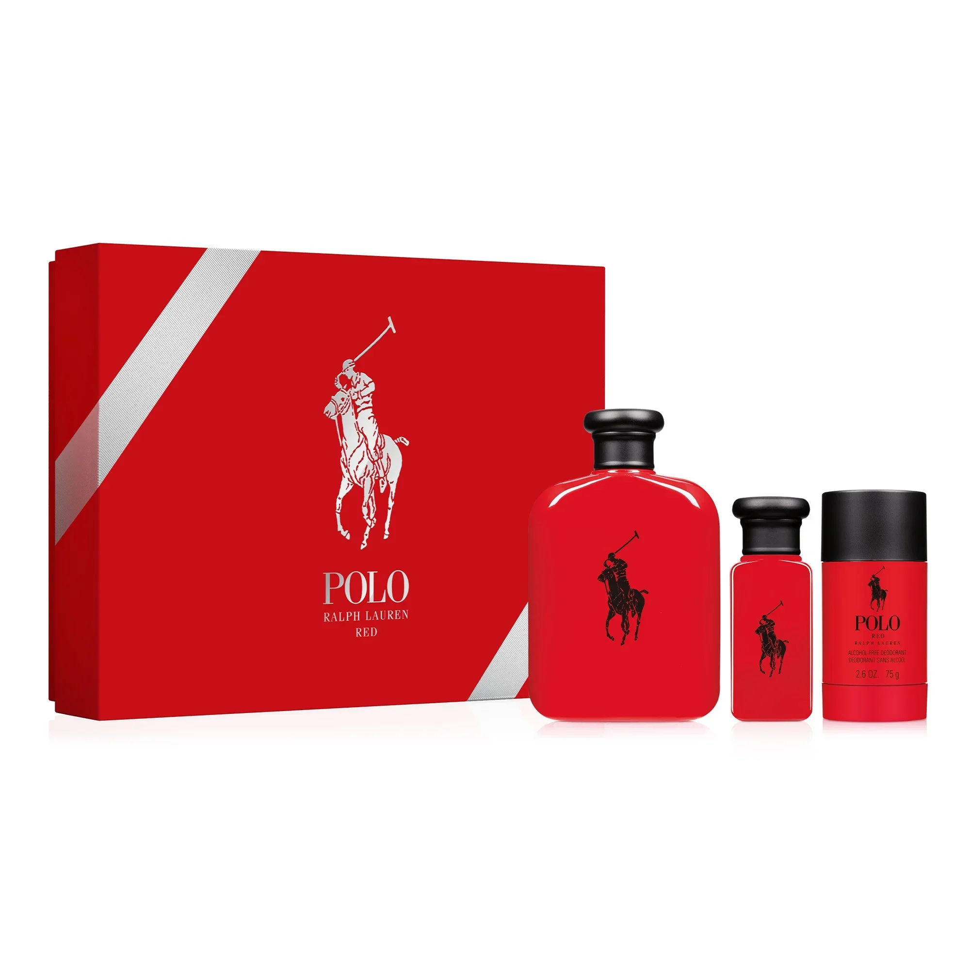 Ralph Lauren Polo Red 3PCS Gift Set - 125ML EDT Spray + 30ML EDT Spray + 75G Deodorant (Men)