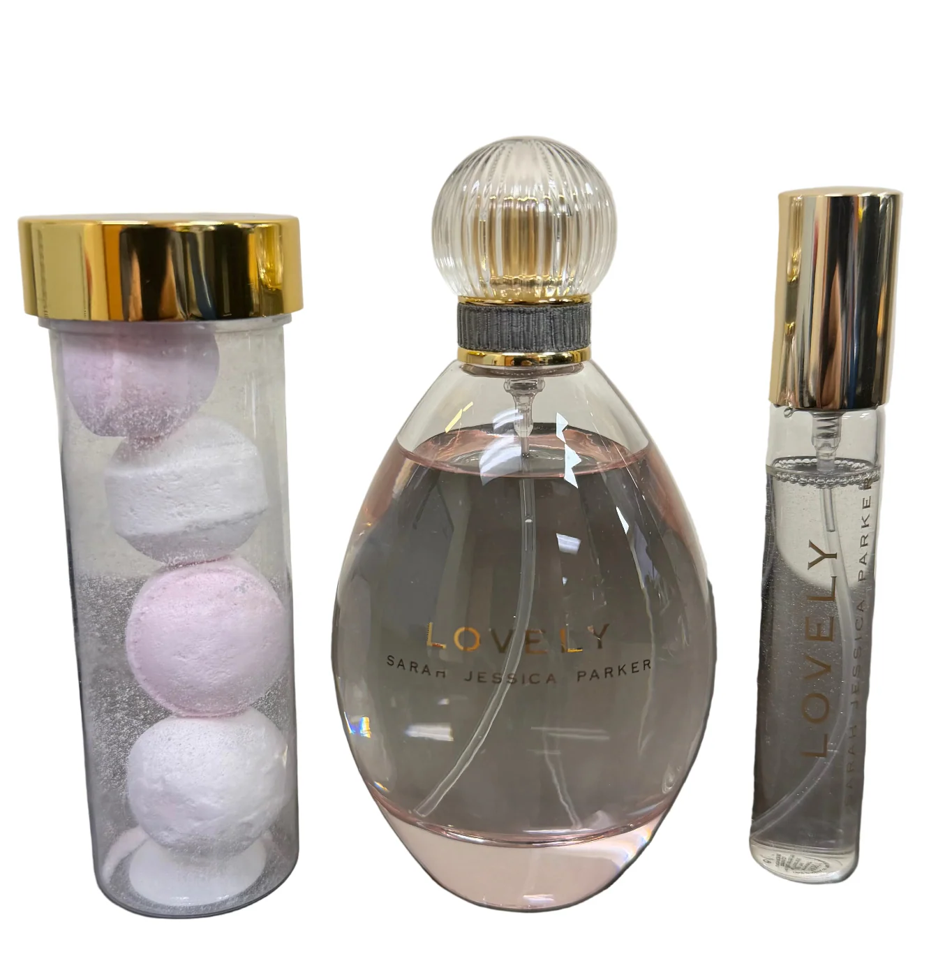 Sarah Jessica Parker SJP Lovely 3PCS Gift Set (NO BOX) - 100ML EDP Spray + 15ML EDP Spray + Scented Bath Bombs (Women)