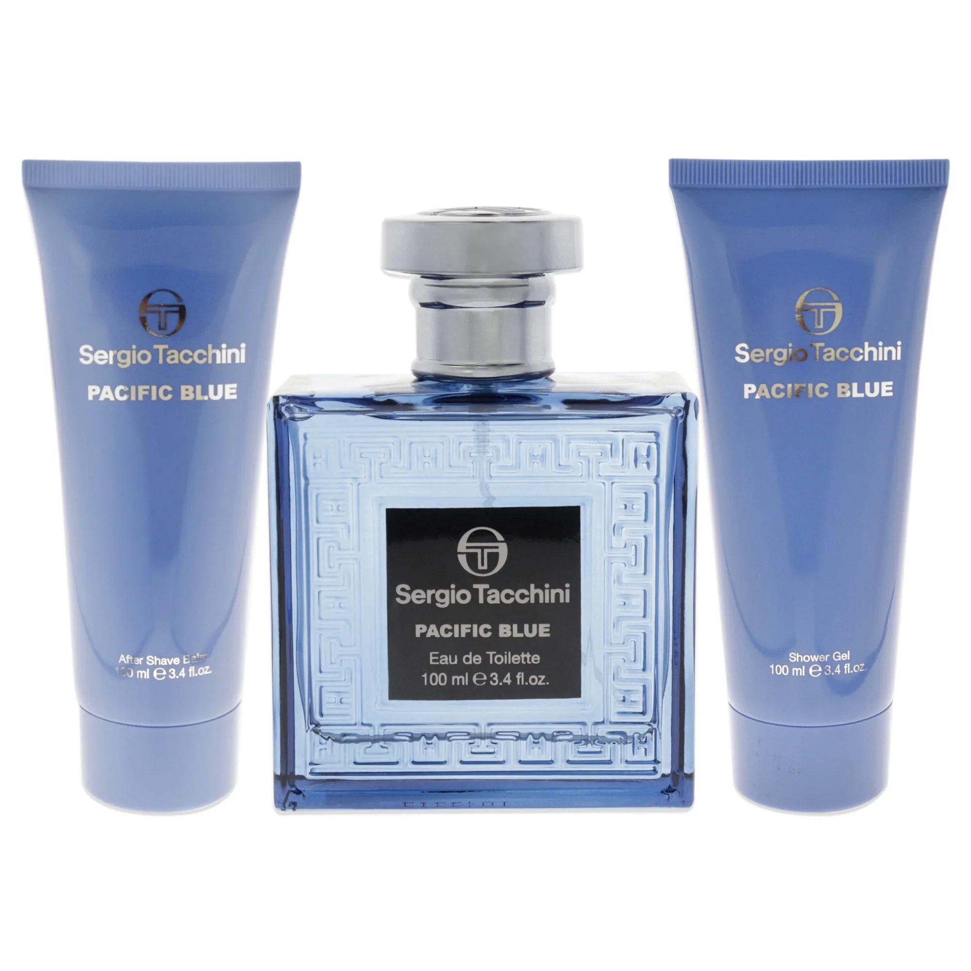 Sergio Tacchini Pacific Blue 3PCS Gift Set - 100ML EDT Spray + 100ML After Shave Balm + 100ML Shower Gel (Men)