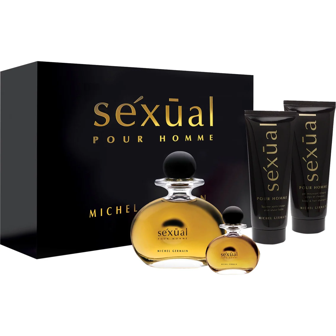 Michel Germain Sexual 4PCS Gift Set (NO BOX) - 75ML EDT Spray + 10ML EDT Spray + 100ML After Shave Balm + 100ML Body & Hair Shampoo (Men)