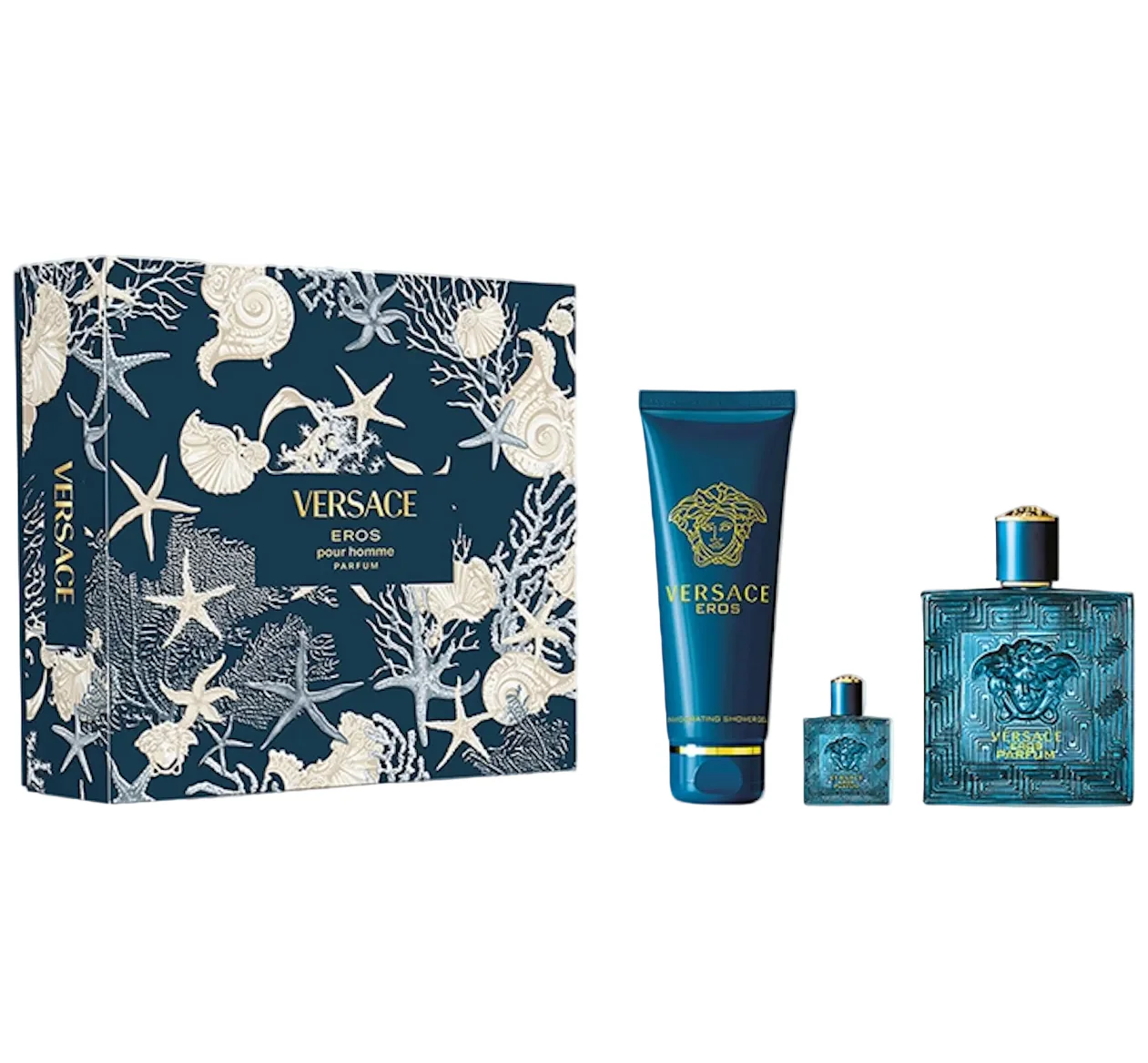 Versace Eros (Parfum) 3PCS Gift Set - 100ML EDP Spray + 150ML Shower Gel + 5ML EDP Spray (Men)