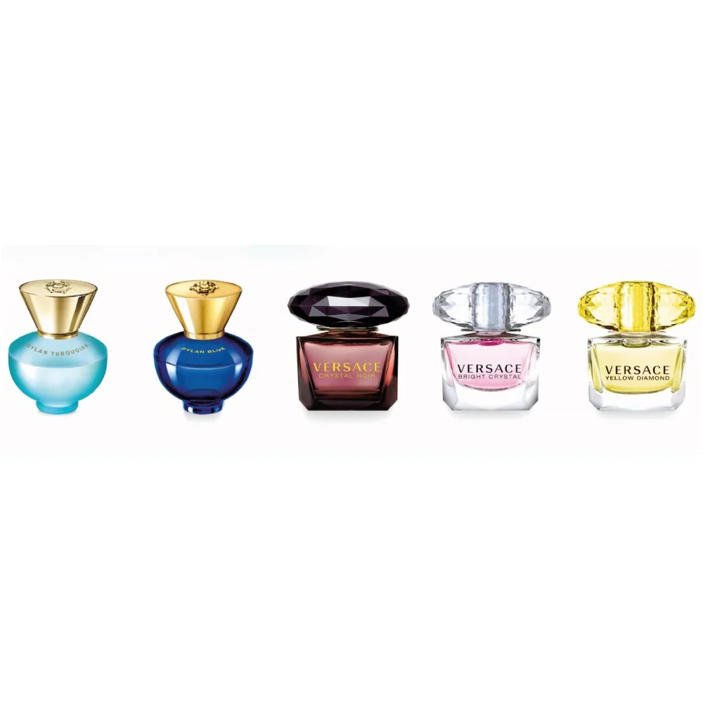 Versace Miniature Gift Set - (5 X 5ML) Dylan Turquoise EDT + Dylan Blue EDP + Crystal Noir EDT + Bright Crystal EDT + Yellow Diamond EDT (Women)